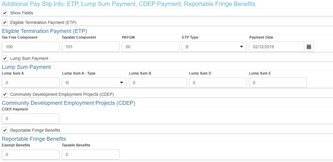 How to Report Eligible Termination Payment (ETP), Lump Sum Payment, Reportable Fringe Benefits and CDEP